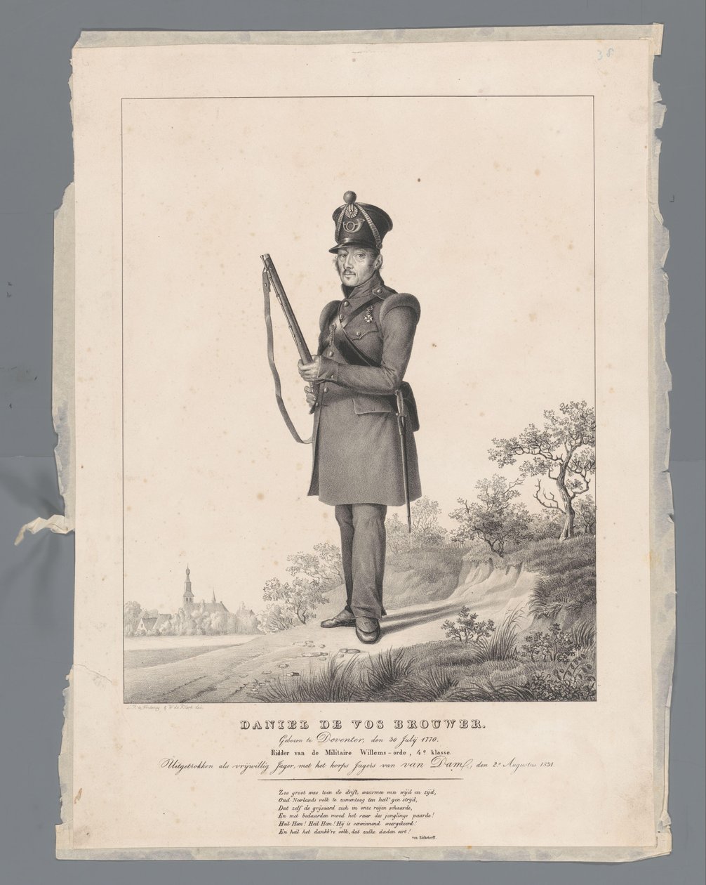 Daniel deVos Brewer. Född i Deventer, den 30 juli 1770. Riddare av Militära Vilhelmsorden, 4:e klass. Dras ut som frivillig jägare, med Van Dam Hunters Corps, 2 augusti 1831 av Louis Henri de Fontenay
