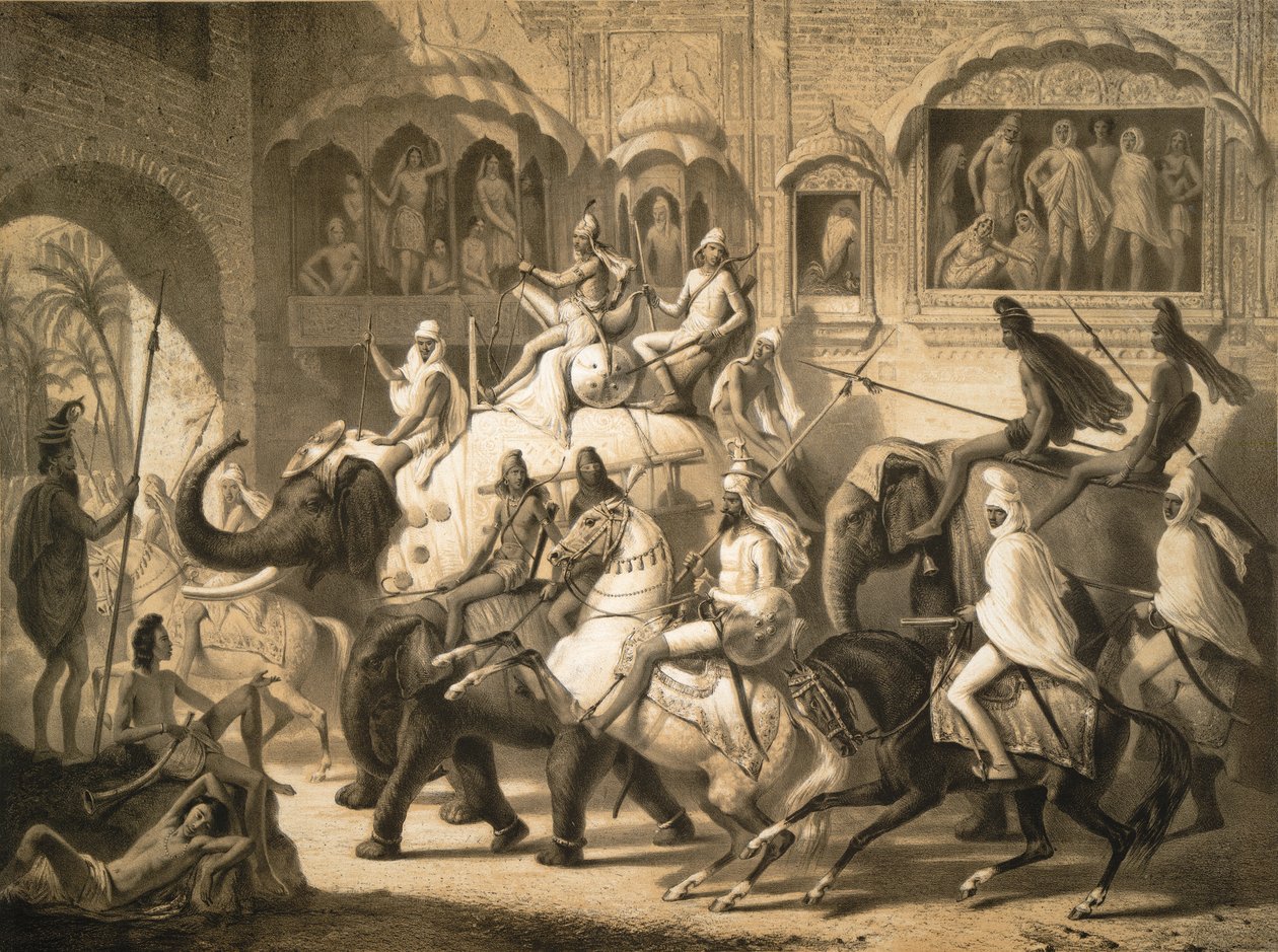 En gata i Lahore (mars 1842) av Louis Henri de Rudder