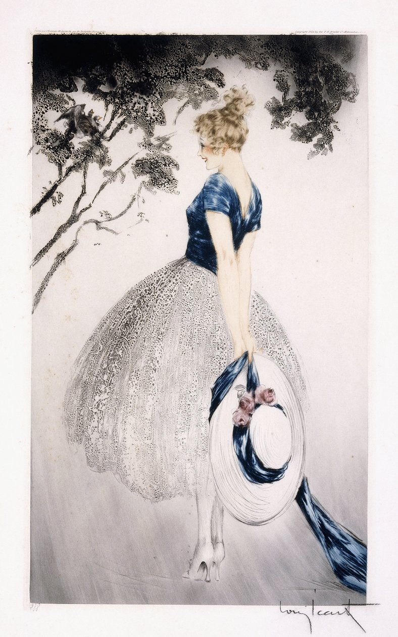 In the Nest, ca 1922 (etsning och torrnål) av Louis Icart