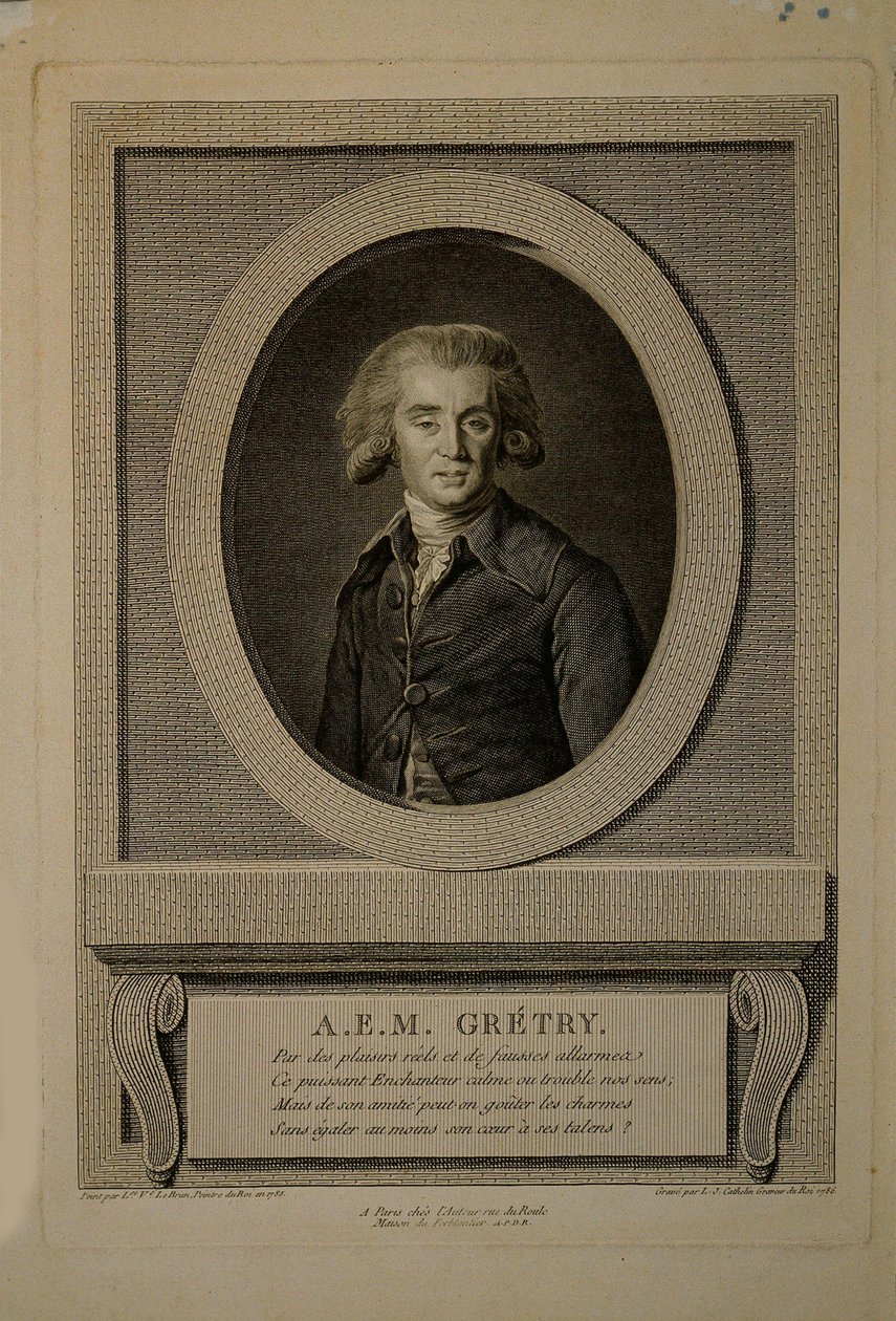 Porträtt av kompositören André Ernest Modeste Grétry 1741-1813, 1786. av Louis Jacques Cathelin