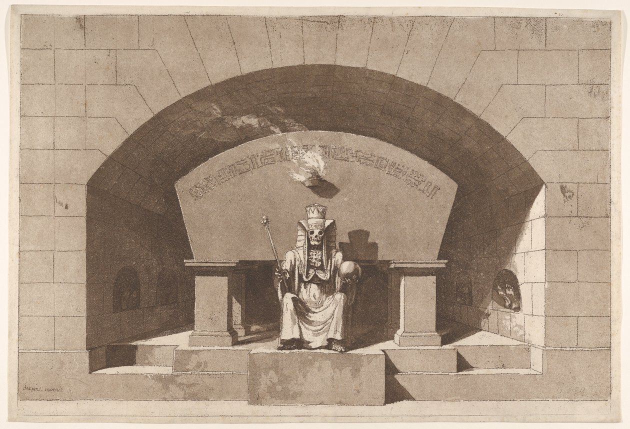 Grav med döden tronad som en sfinx, ca. 1779-84. av Louis Jean Desprez