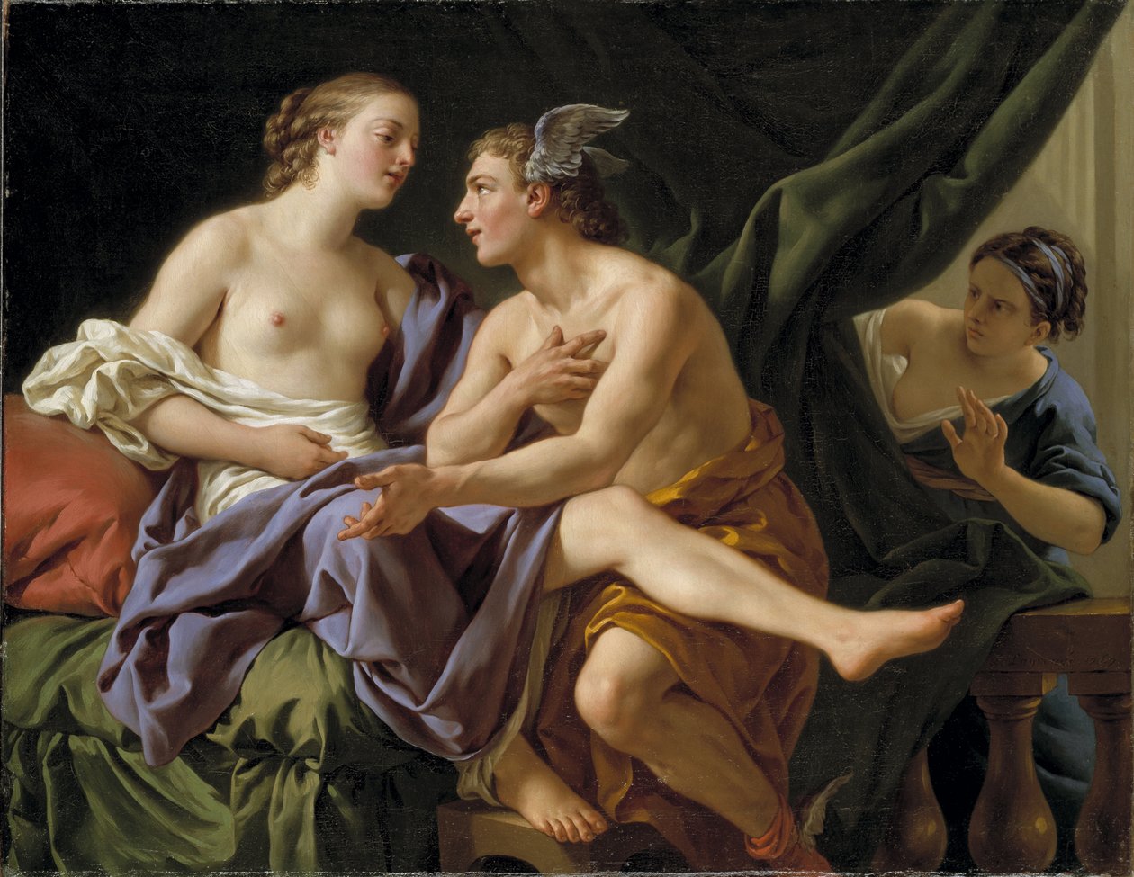 Mercury, Herse and Aglaurus - Mercury, Herse and Aglaurus, av Lagrenee, Louis-Jean-Francois (1725-1805). olja på duk av Louis Jean François Lagrenée