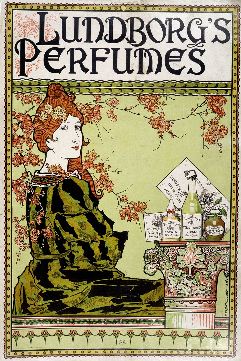 Annons för doften "" Lundborg"" - av Rhead, v.1895 av Louis John Rhead