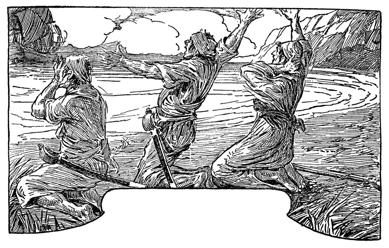 Illustration av Louis Rhead (1857-1926) till romanen "Treasure Island" av Robert Louis Stevenson (1850-1894) 1915 av Louis John Rhead