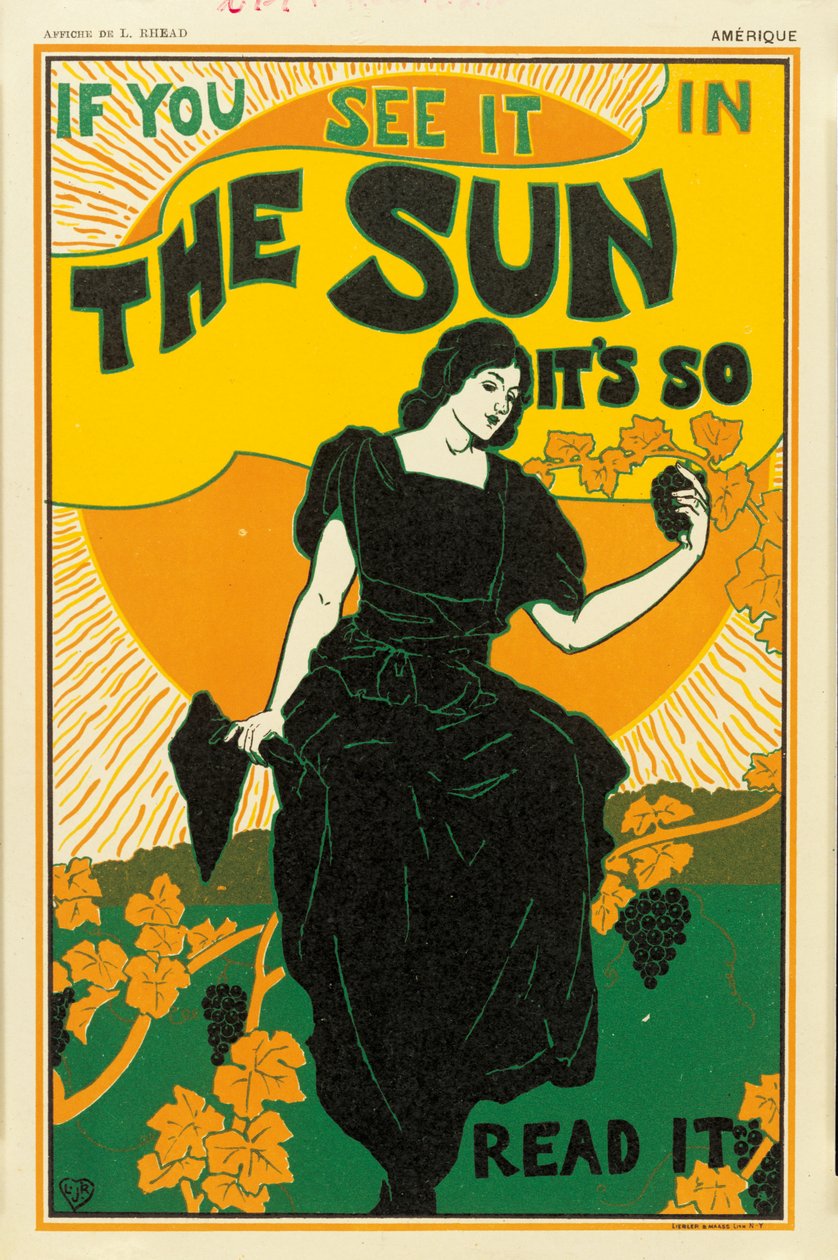 Affisch som annonserar tidningen "The Sun", 1895 av Louis John Rhead