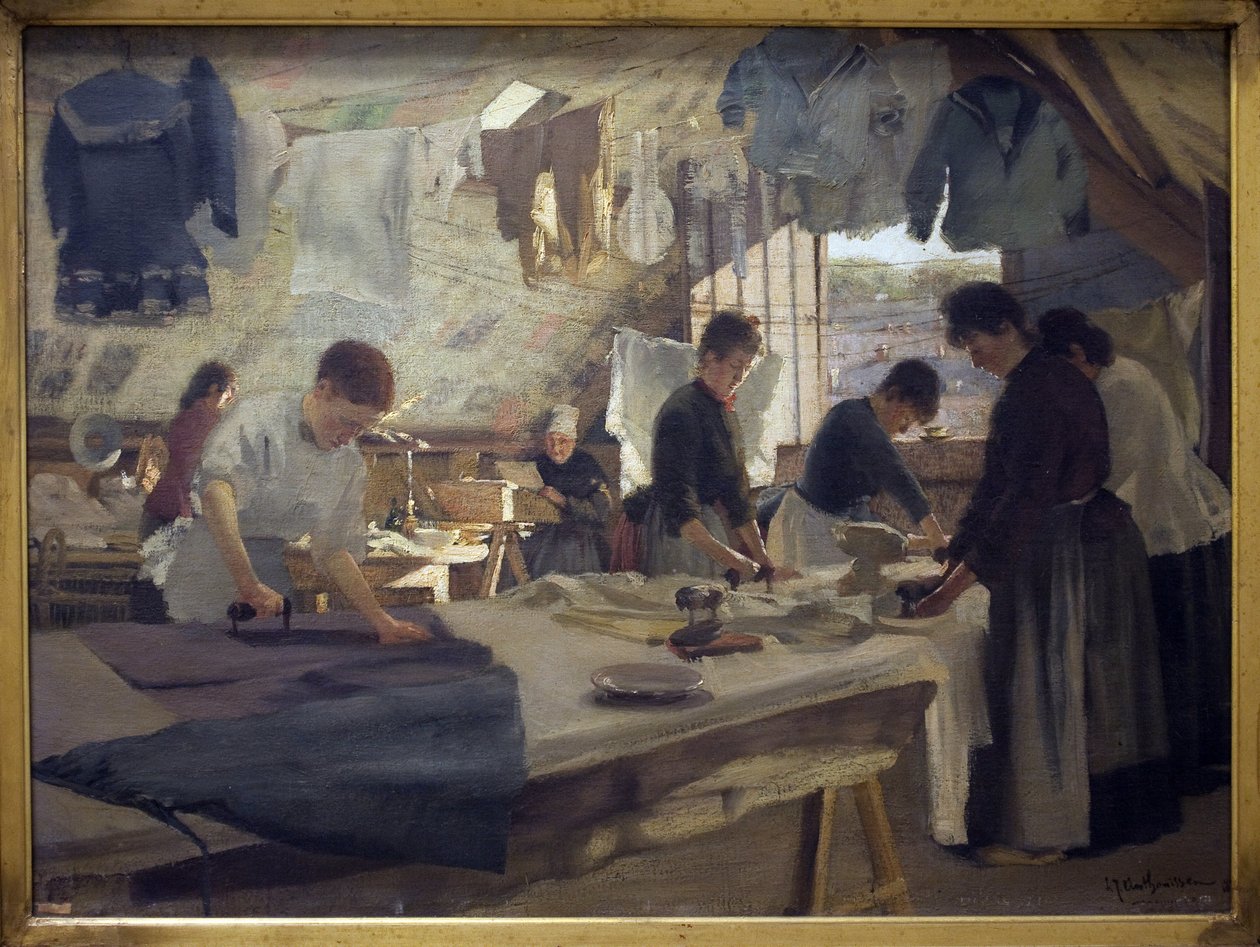 Rippers verkstad i Trouville. Målning av Louis Joseph Anthonissen (1849-1913), Olja på duk av Louis Joseph Anthonissen