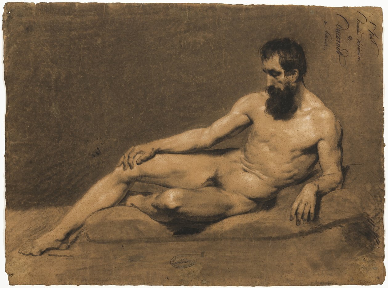 Liggande manlig nakenbild av Louis Joseph Cesar Ducornet