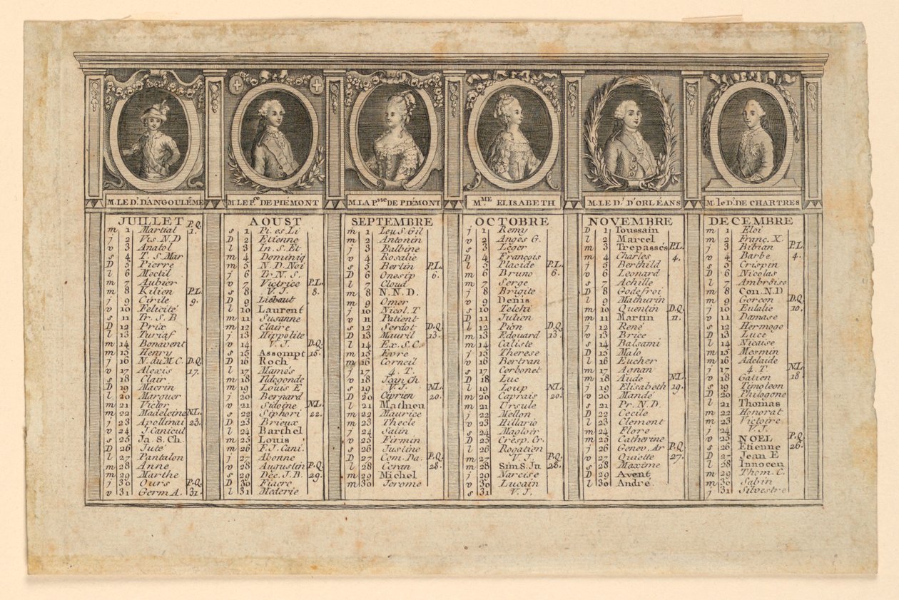 Almanacka för andra halvåret 1778 av Louis Joseph Mondhare