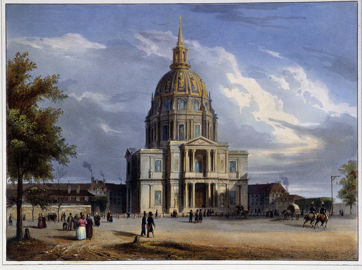 Invalidernas kupol i ""Paris 1837" av Arnout av Louis Jules Arnout
