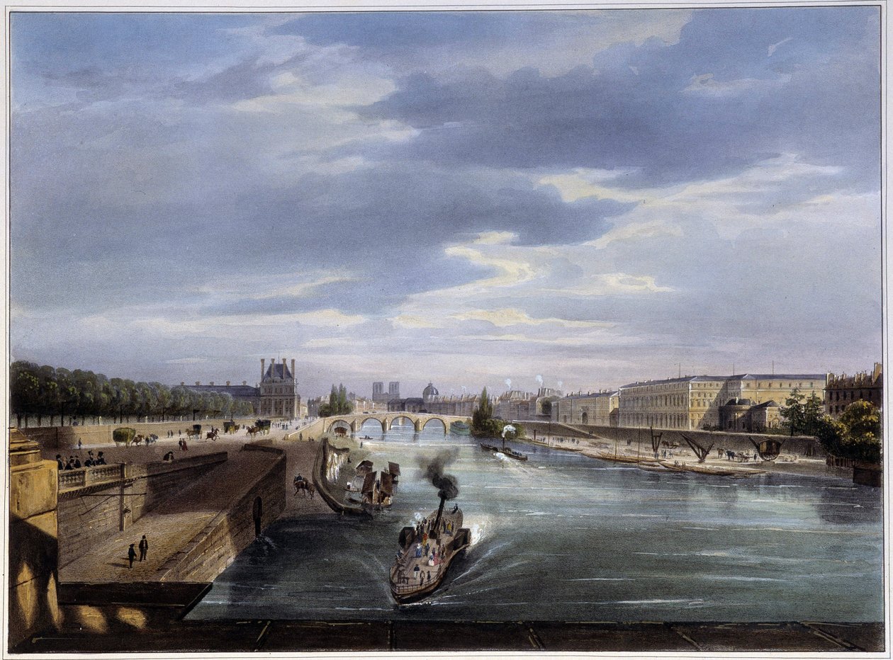 Le pont Royal - i "Paris 1837" nära Arnout av Louis Jules Arnout