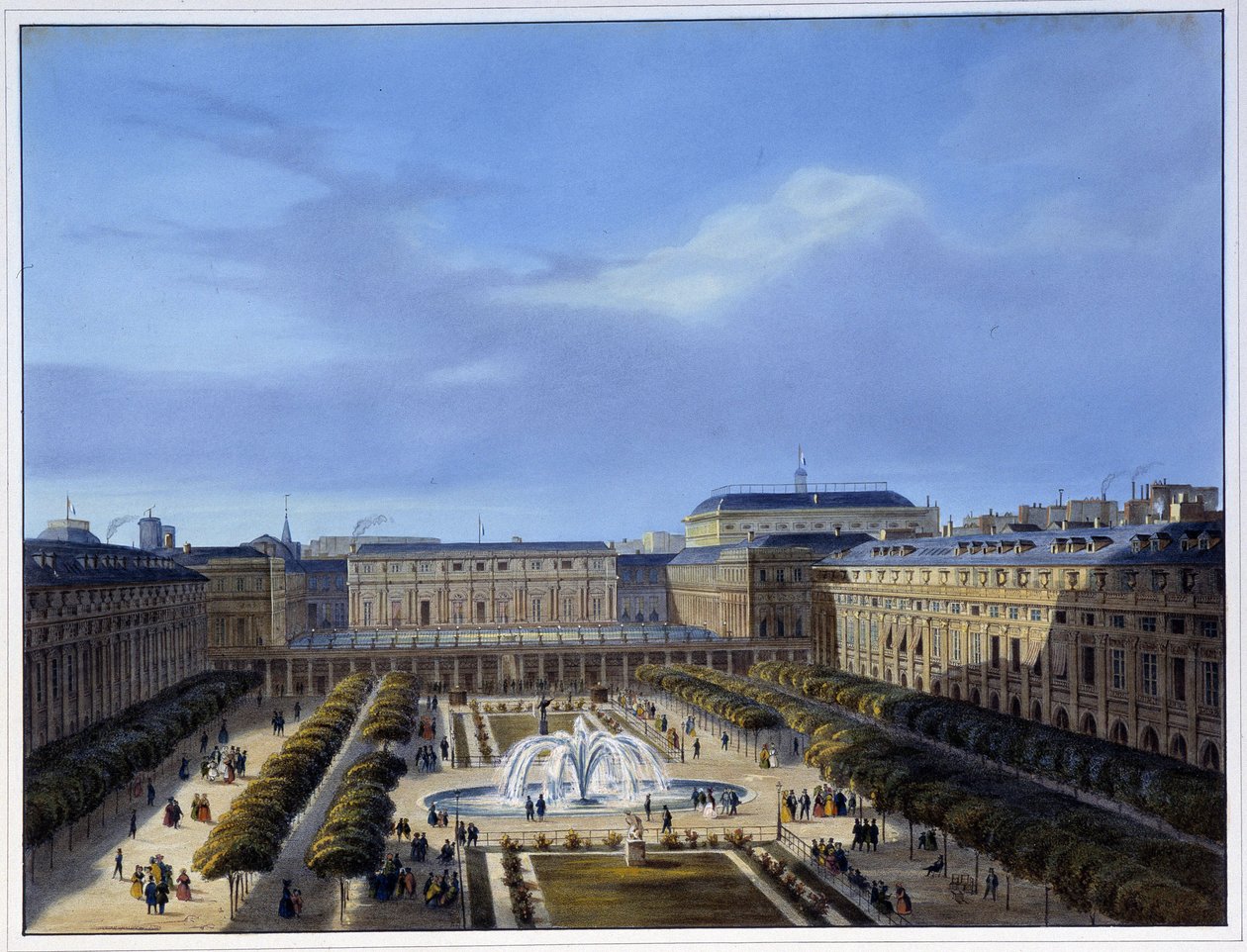 Utsikt över det kungliga slottets trädgård - i "" Paris en 1837"" av Arnout av Louis Jules Arnout