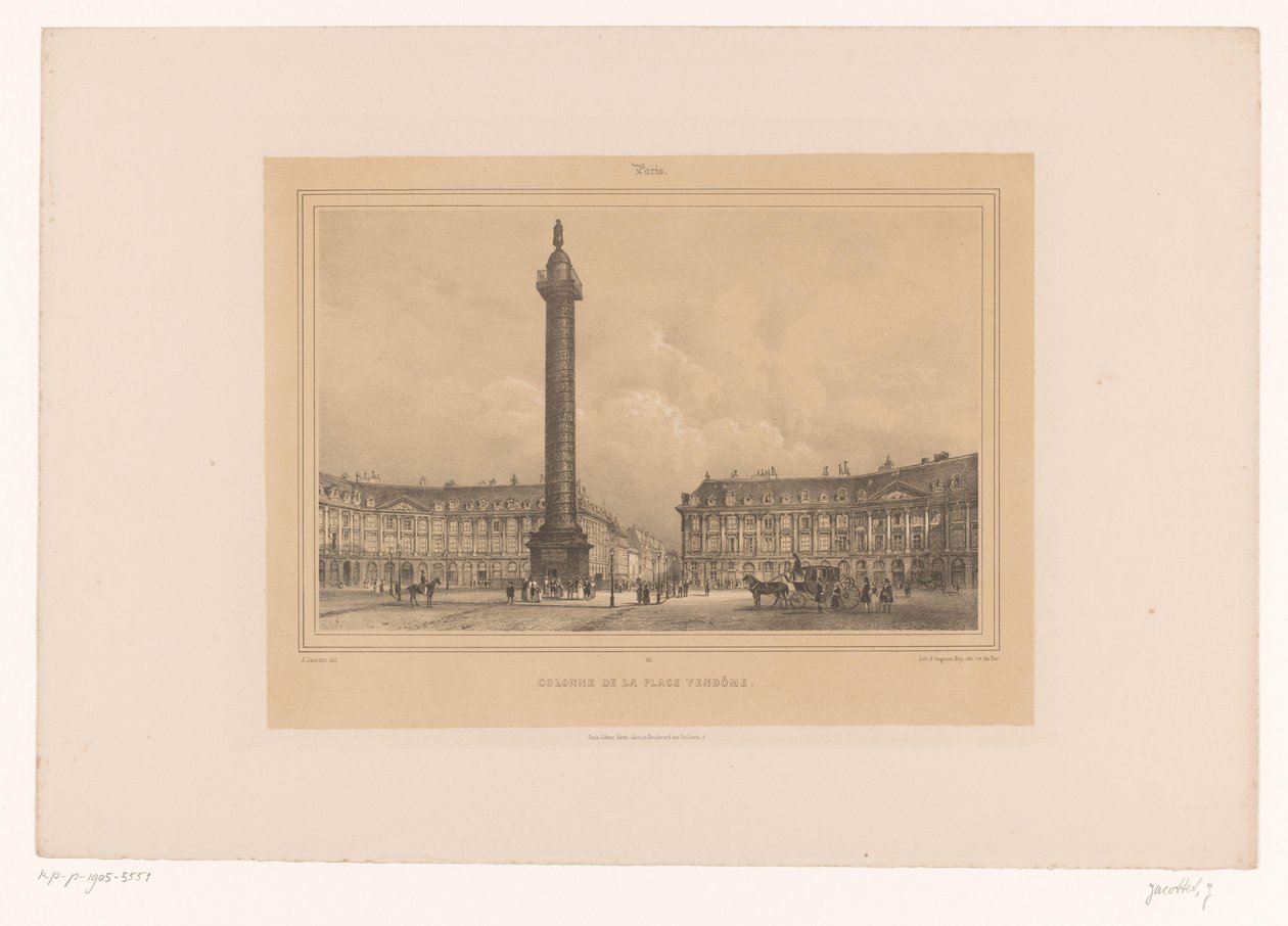 Utsikt över Colonne Vendôme Colonne de la Place Vendôme (titel på objekt) Ansikten i och runt Paris (serietitel) Paris (serietitel på objekt) av Louis Julien Jacottet