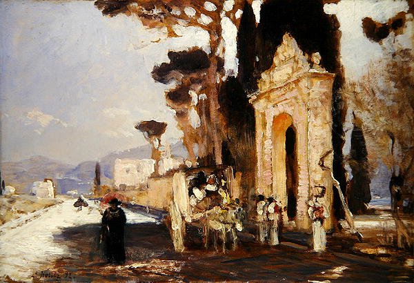 En italiensk väg med en barockparksport av Louis Kolitz