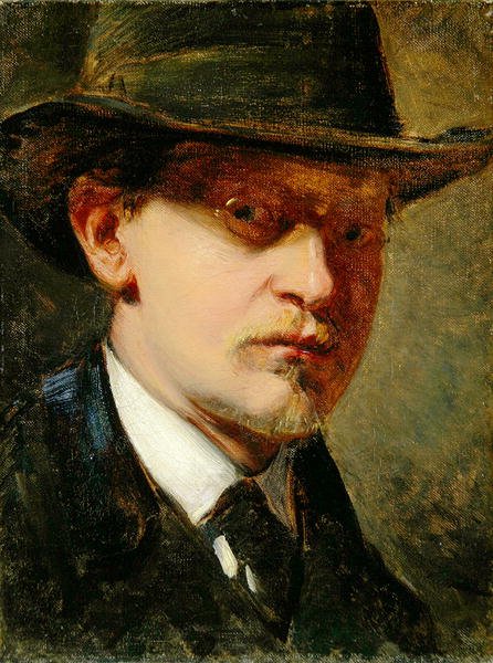 Självporträtt med hatt (olja på duk) av Louis Kolitz