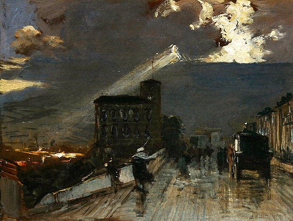 Terrassen i Kassel med en storm i antågande av Louis Kolitz