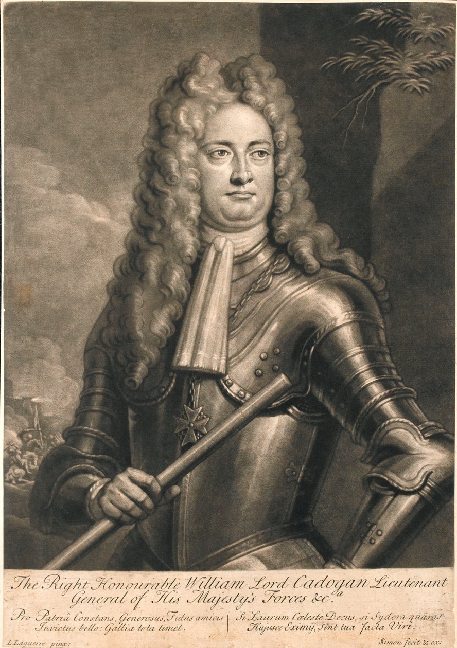 Rätten ärade William Lord Cadogan, generallöjtnant för Hans Majestäts styrkor av Louis Laguerre