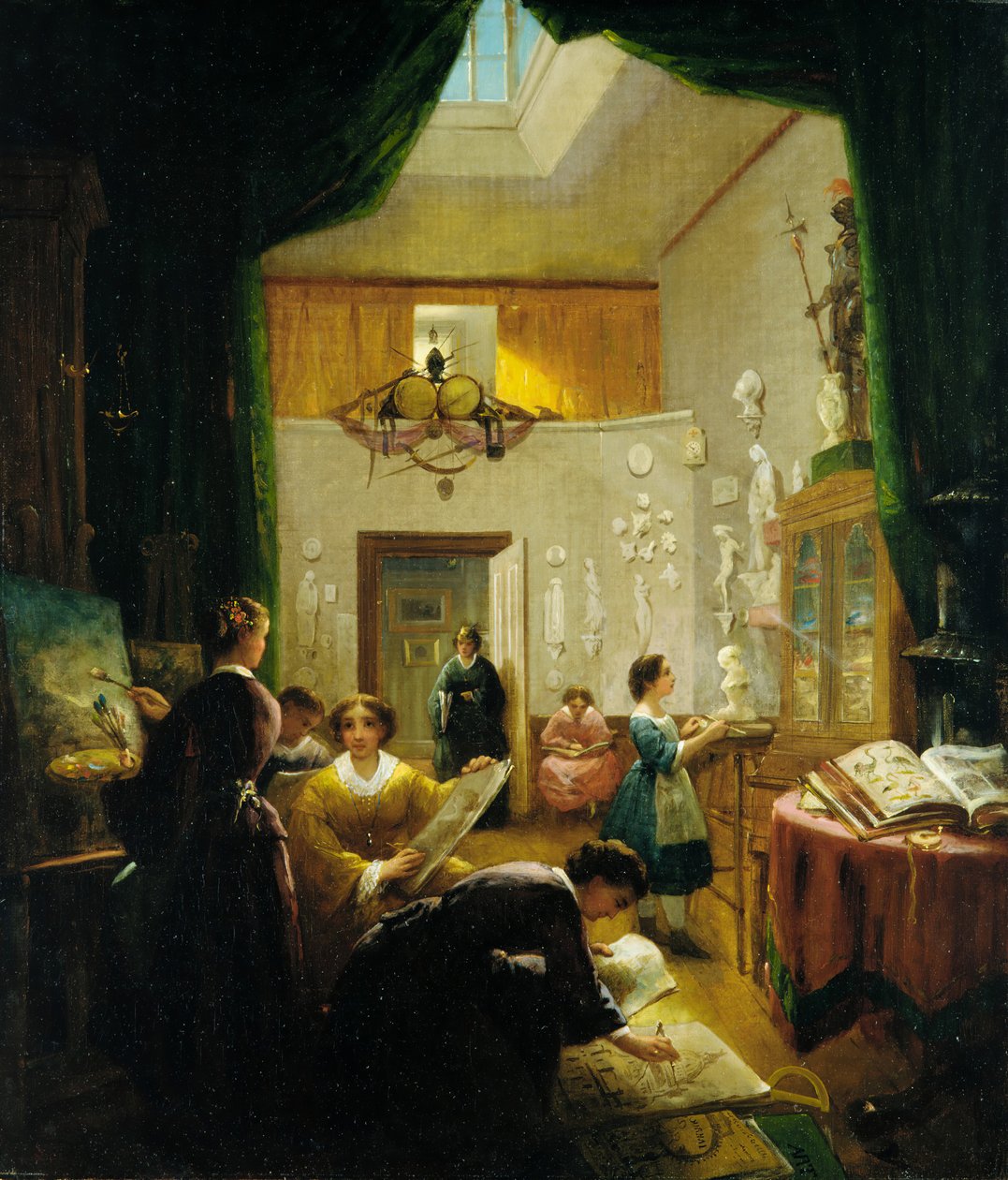 Konstklass för kvinnor, ca. 1868. av Louis Lang