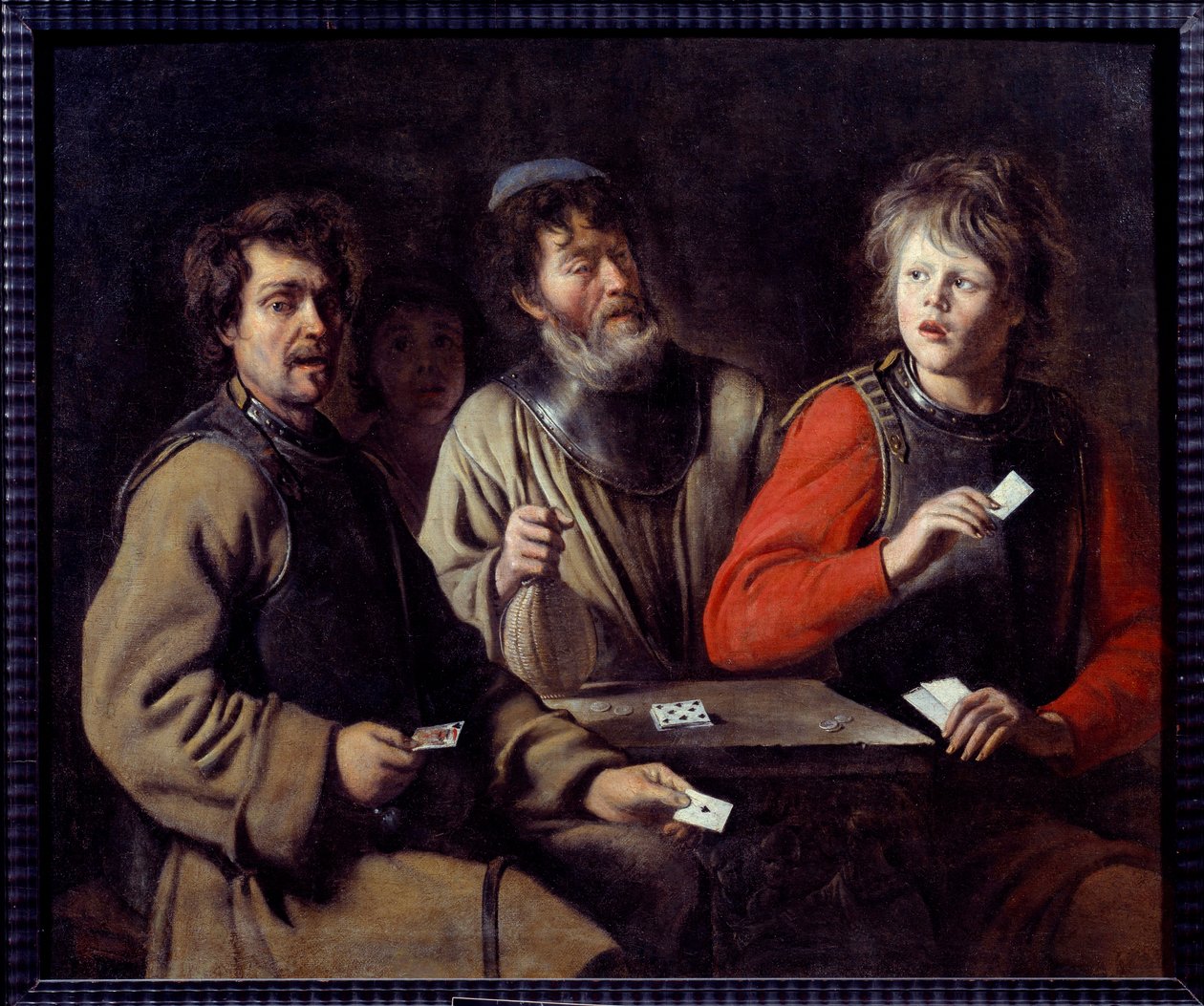 Soldater som spelar kort Målning av Louis Le Nain (1593-1648) 1640 Aix en Provence, Musee Granet av Louis le Nain