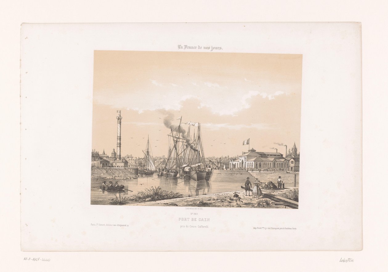 Utsikt över Caen från Cours Caffarelli Port de Caen, Pris du Cours Caffarelli (titel på objekt) Contemporary France (serietitel) La France de nos jours (serietitel på objekt) av Louis Le Breton