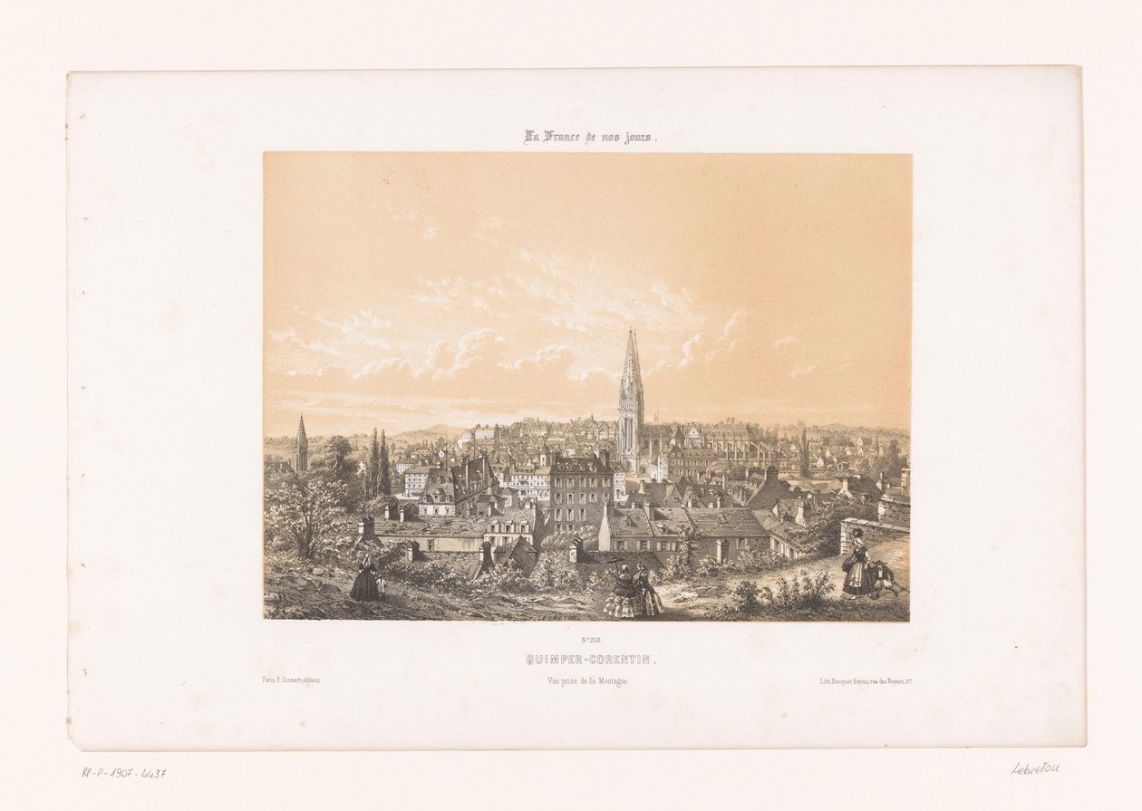 Utsikt över Quimper från kullen Quimper-Corentin. Vue prize de la Montagne (titel på objekt) Contemporary France (serietitel) La France de nos jours (serietitel på objekt) av Louis Le Breton