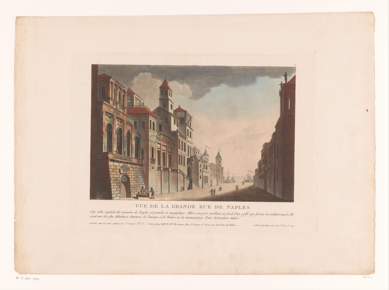 Utsikt över en gata i Neapel Vue de la Grande Rue de Naples (titel på objekt) Stadsbilder i Italien, Spanien och Egypten (serietitel) av Louis Lecoeur