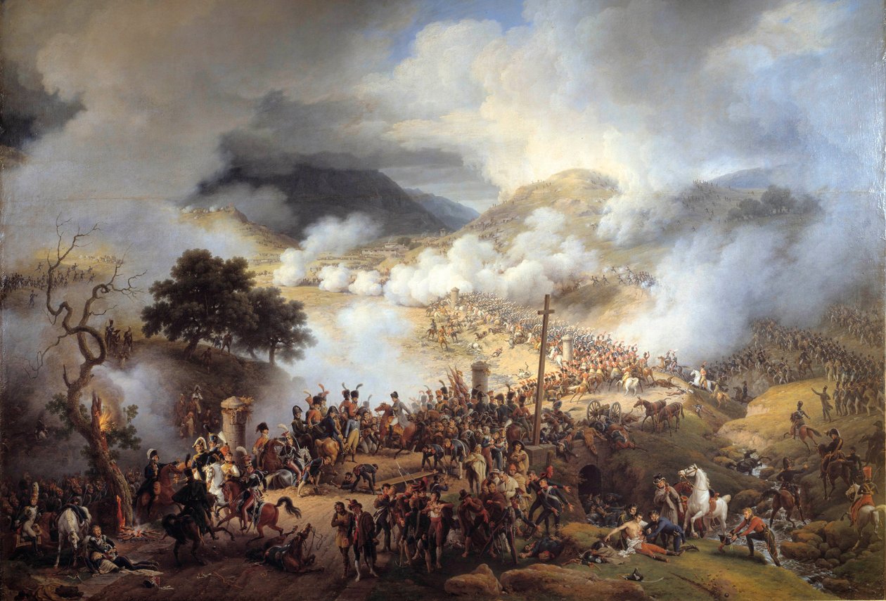 Spaniens kampanj: "" Slaget vid Somo Sierra Pass i Kastilien den 30/11/1808"" Målning av Louis Francois Lejeune (1775-1848) 1810 Sön. 2,1x2,6 m. av Louis Lejeune