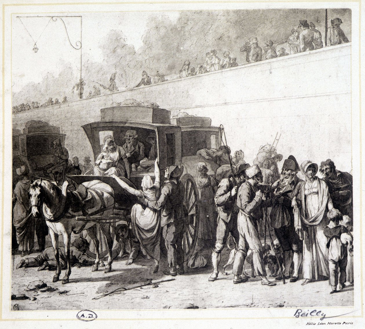 Ankomsten av en flit, heliogravyr av Léon Marotte enligt målningen av Boilly (1803). av Louis Leopold (after) Boilly