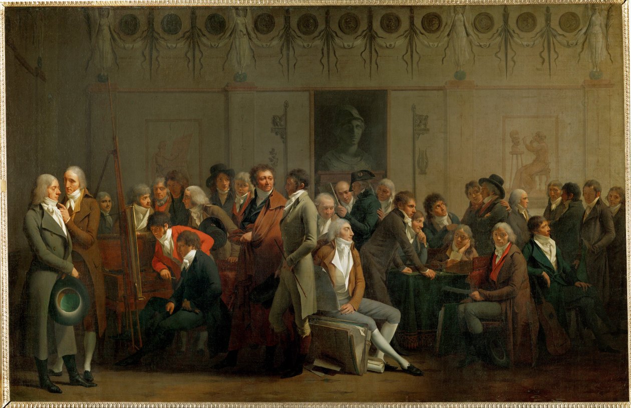 En samling konstnärer i ateljén hos Isabey ... av Louis Leopold Boilly
