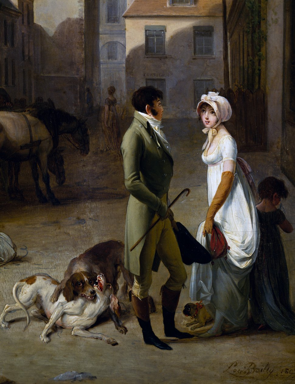 Stagecoachs ankomst till Courtyard of Messageries av Louis Leopold Boilly