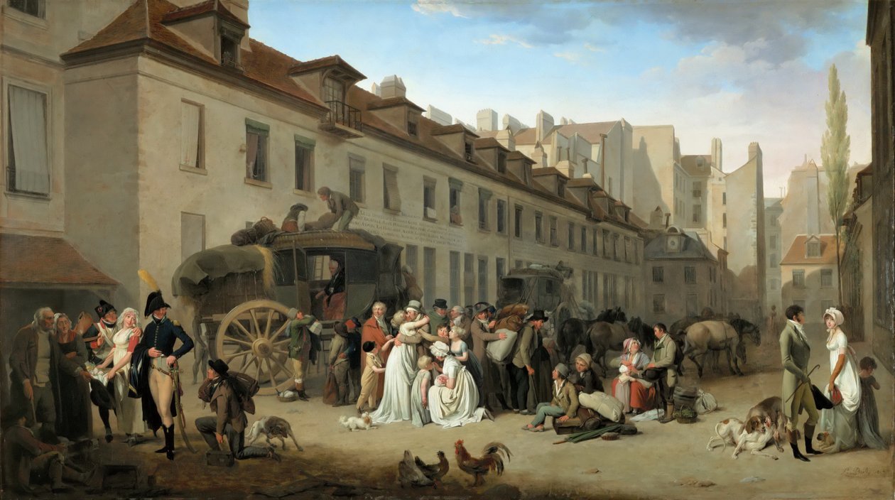 Diligensens ankomst till Messageriesens innergård av Louis Leopold Boilly