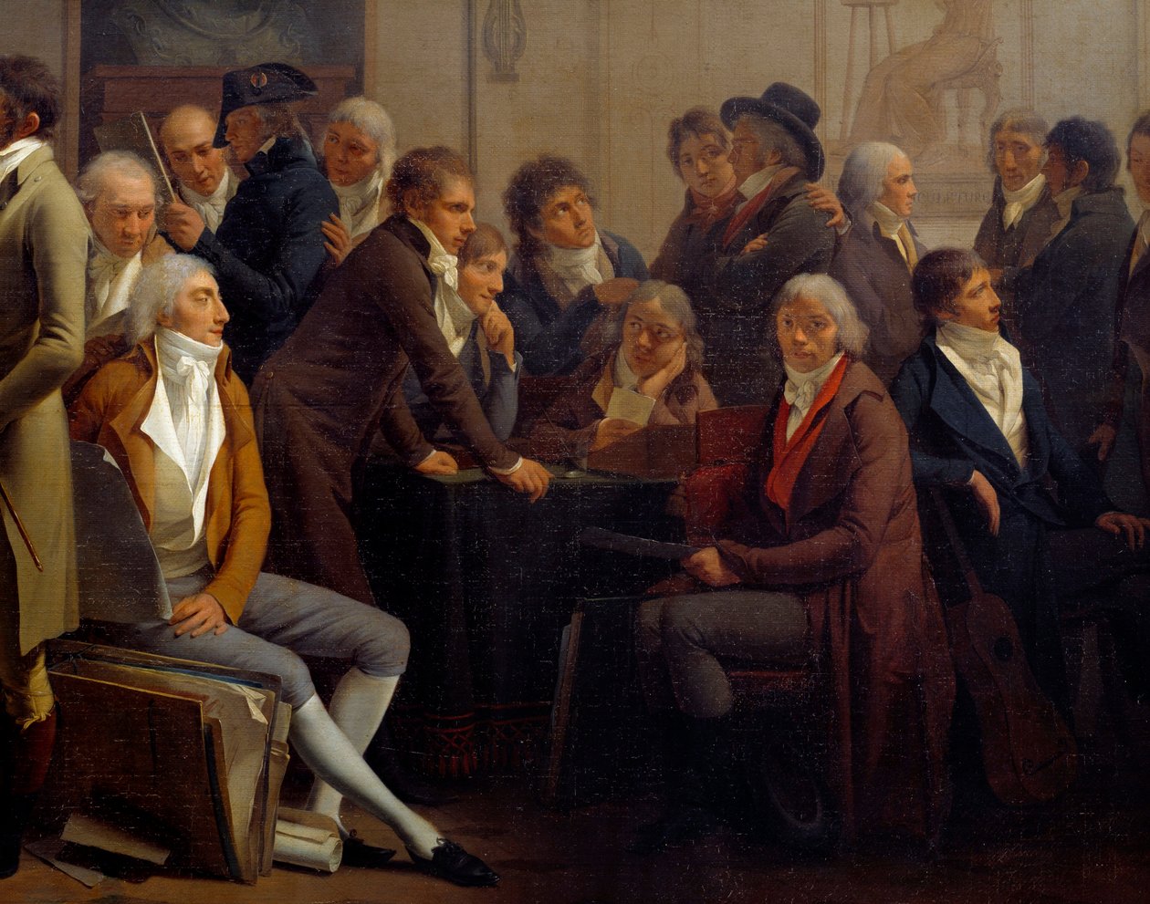 Konstnärer som möts i verkstaden hos målaren Jean Baptiste Isabey (1767-1855): Anne Louis Girodet de Roucy-Trioson (Anne-Louis Girodet de Roucy Trioson av Louis Leopold Boilly