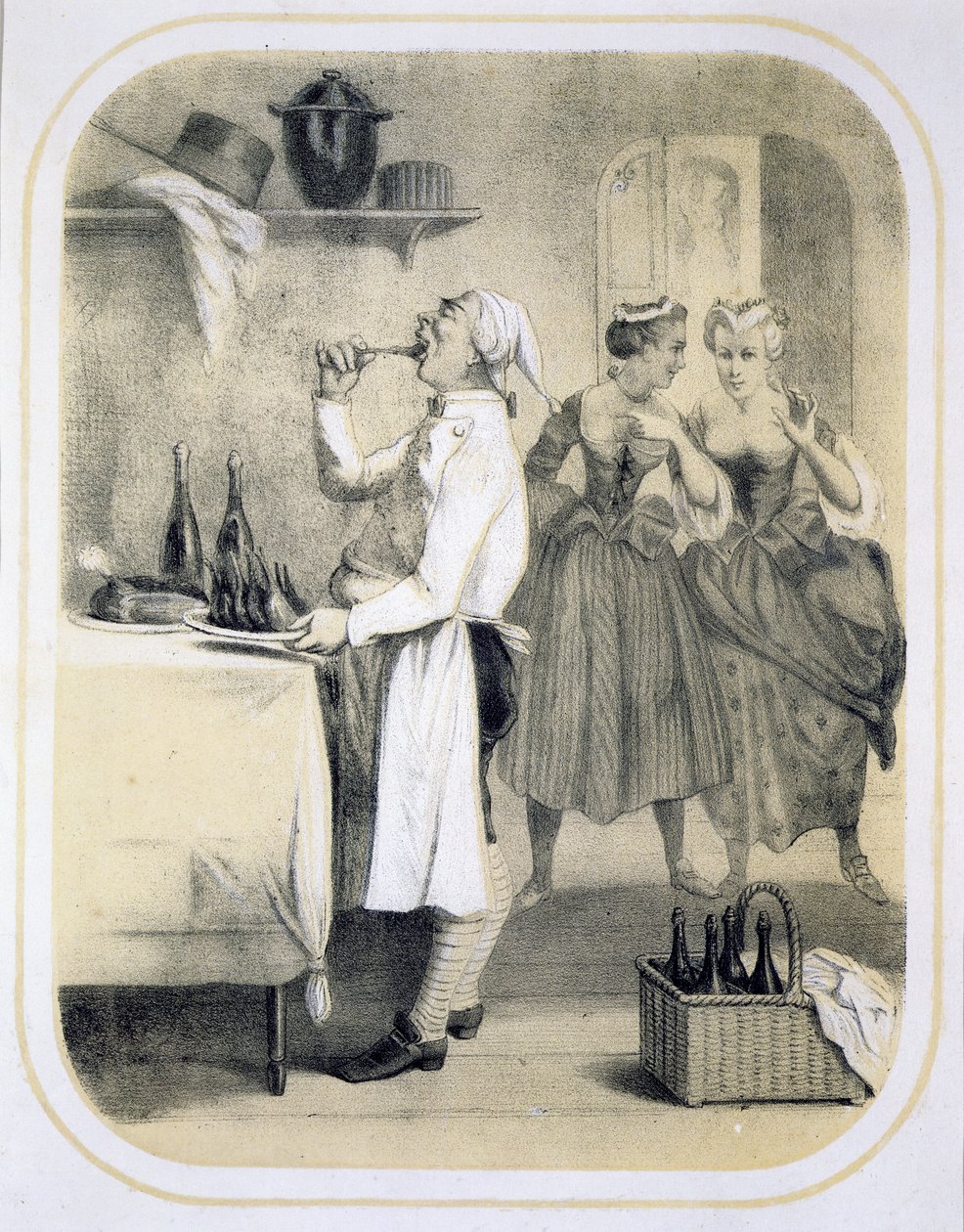 Gluttony in the Kitchen, från en serie tryck som föreställer de sju dödssynderna, ca 1850 av Louis Leopold Boilly