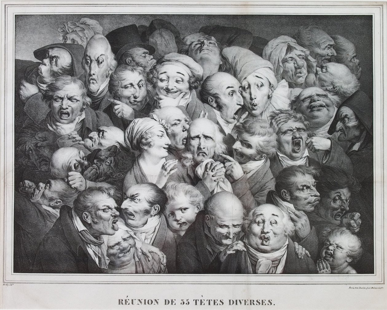 Grupp av trettiofem huvuden, 1825 av Louis Leopold Boilly
