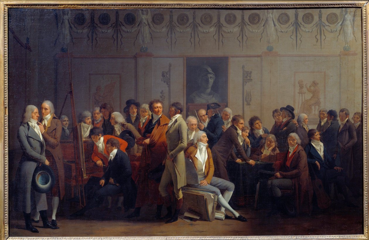 Möte av konstnärer i verkstaden av målaren Jean Baptiste Isabey av Louis Leopold Boilly