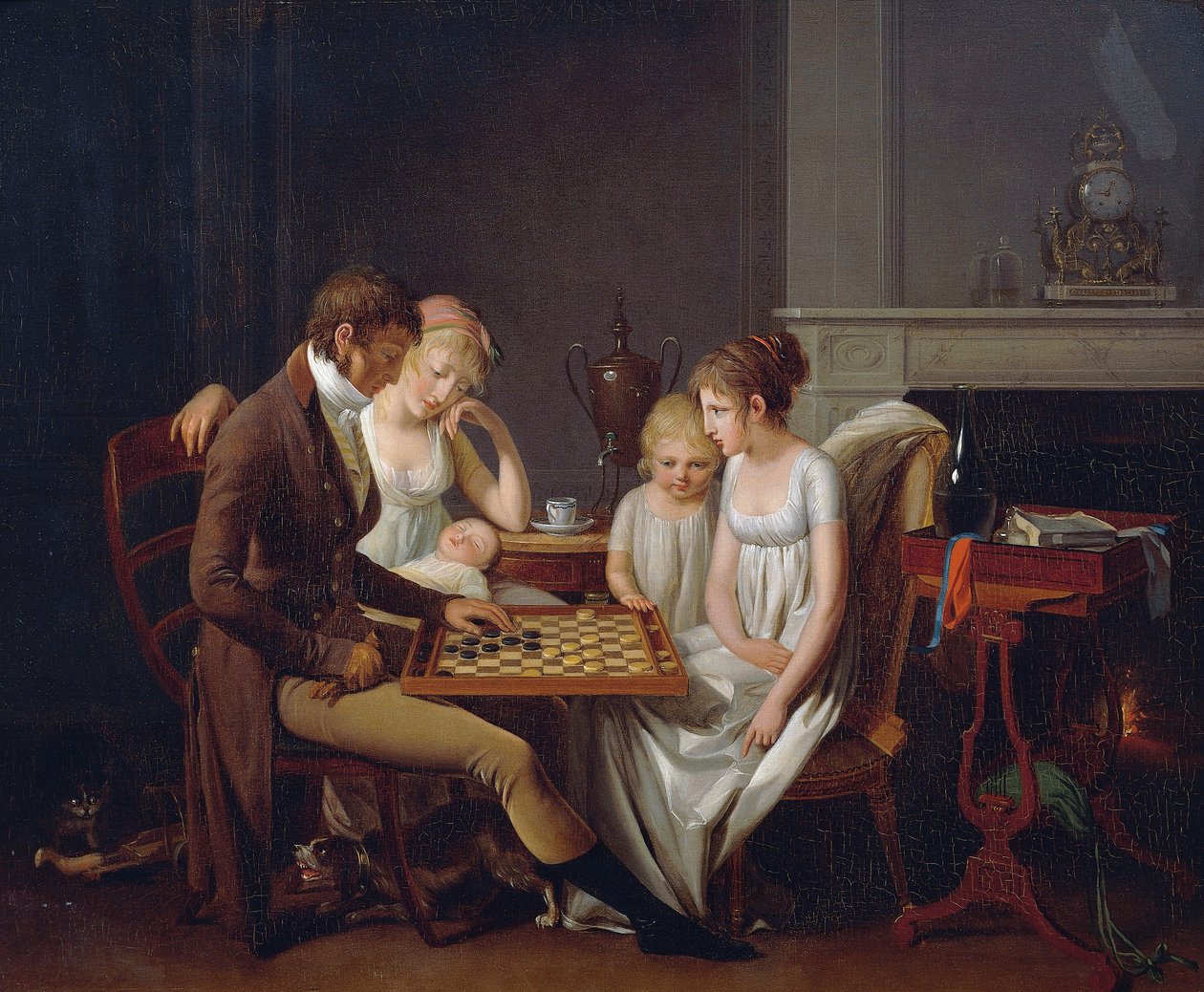 Målning av familjens schackspel, ca 1803, av Louis Leopold Boilly (1761-1845), olja på duk, Frankrike av Louis Leopold Boilly