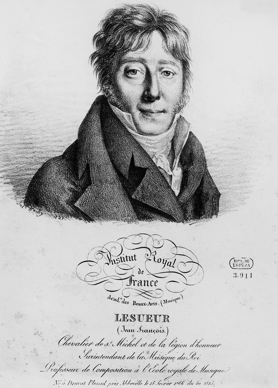 Porträtt av Jean-Francois Lesueur (1760-1837), fransk kompositör, gravyr av Louis-Leopold Boilly (1761-1845) av Louis Leopold Boilly