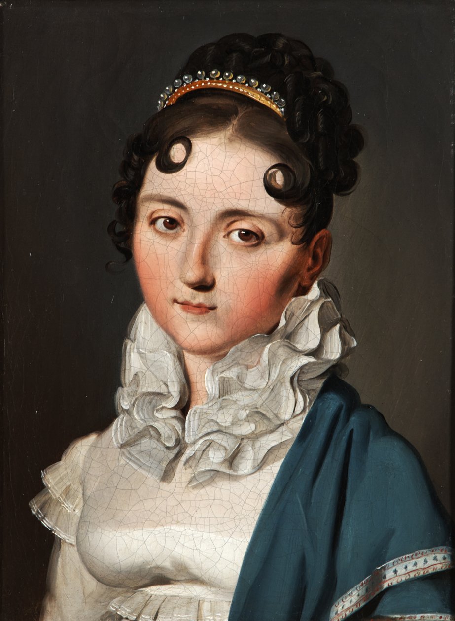 Porträtt av en ung kvinna med grön sjal av Louis Leopold Boilly