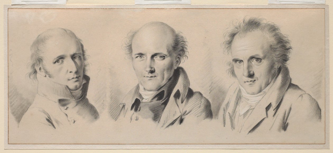 Porträtt av Charles Percier, Pierre-François-Léonard Fontaine och Claude-Louis Bernier av Louis Leopold Boilly