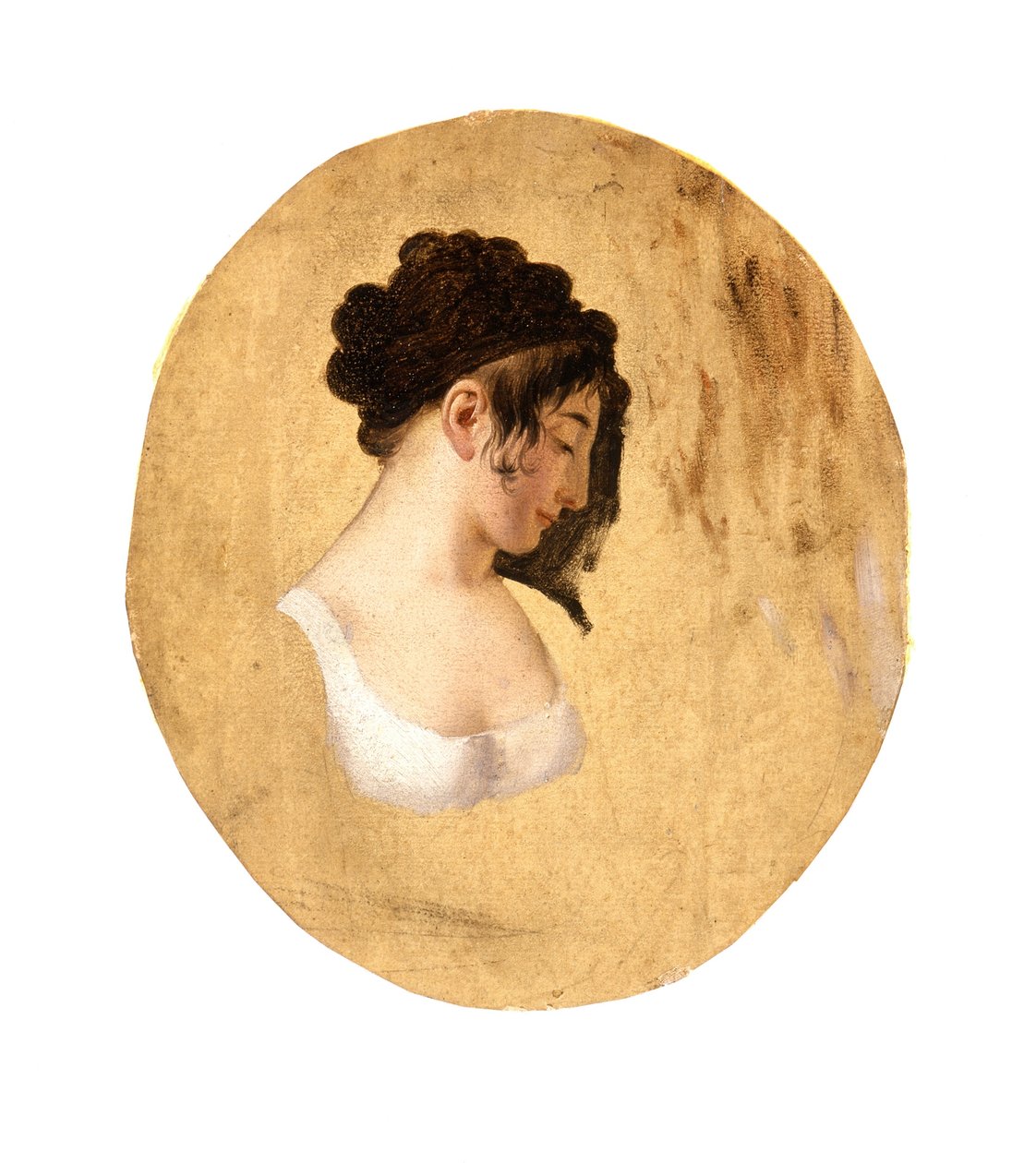 Profil av en ung kvinnas huvud, ca 1794 (olja på papper på duk) av Louis Leopold Boilly