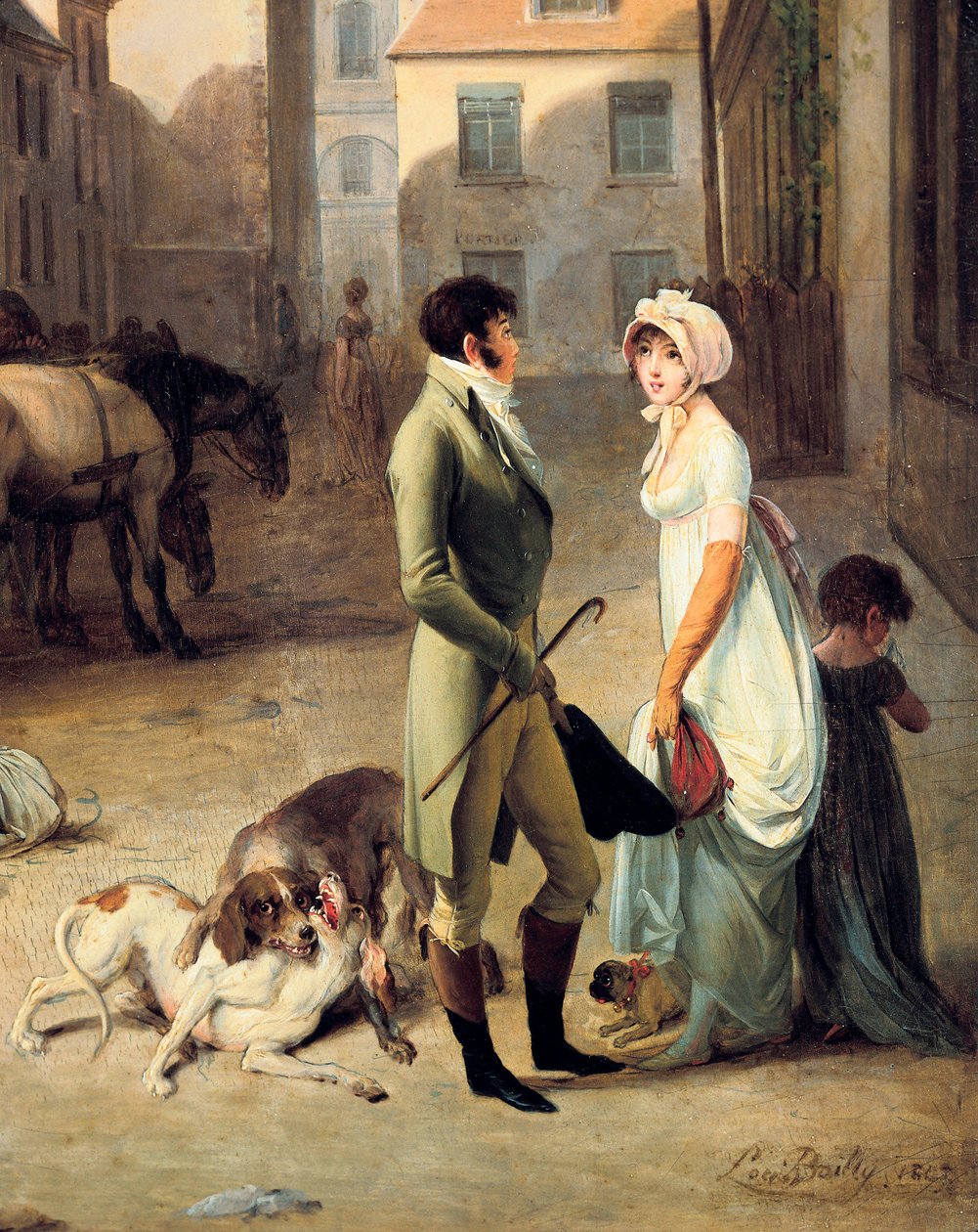En scencoachs ankomst till ändstationen, detalj av Louis Leopold Boilly