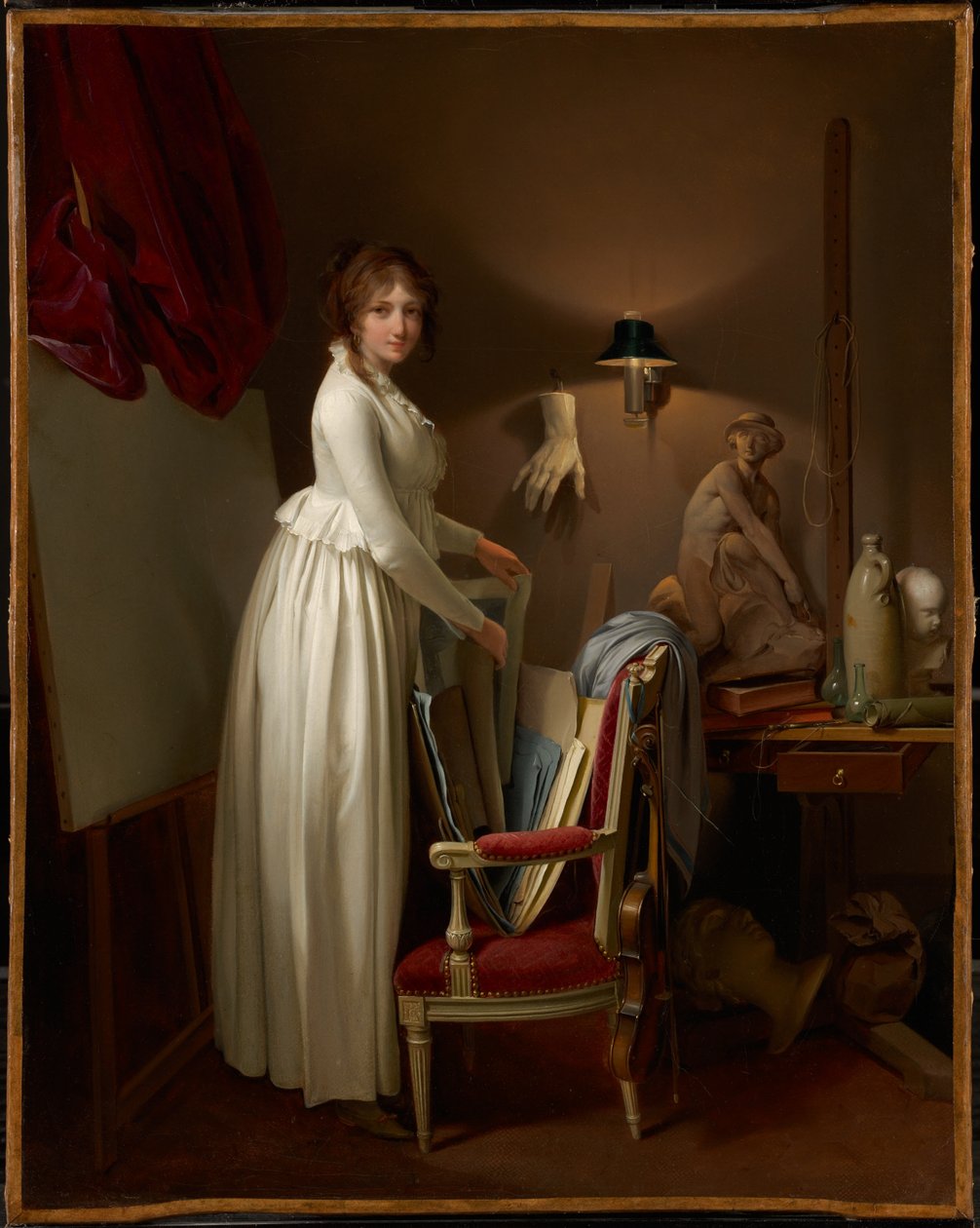 Konstnärens hustru i hans ateljé av Louis Leopold Boilly