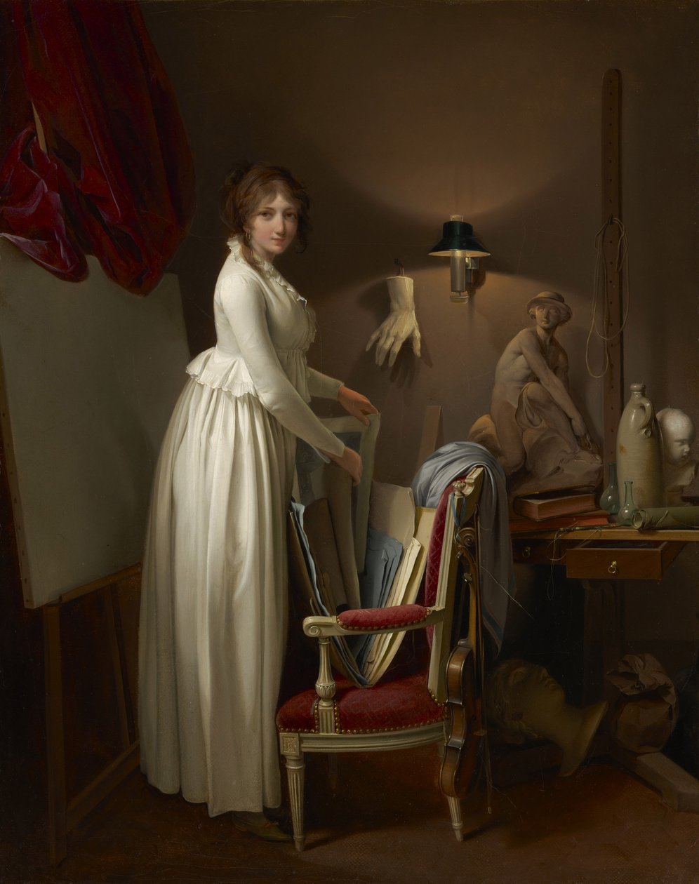 Konstnärens fru i hans ateljé, ca 1795-99 av Louis Leopold Boilly