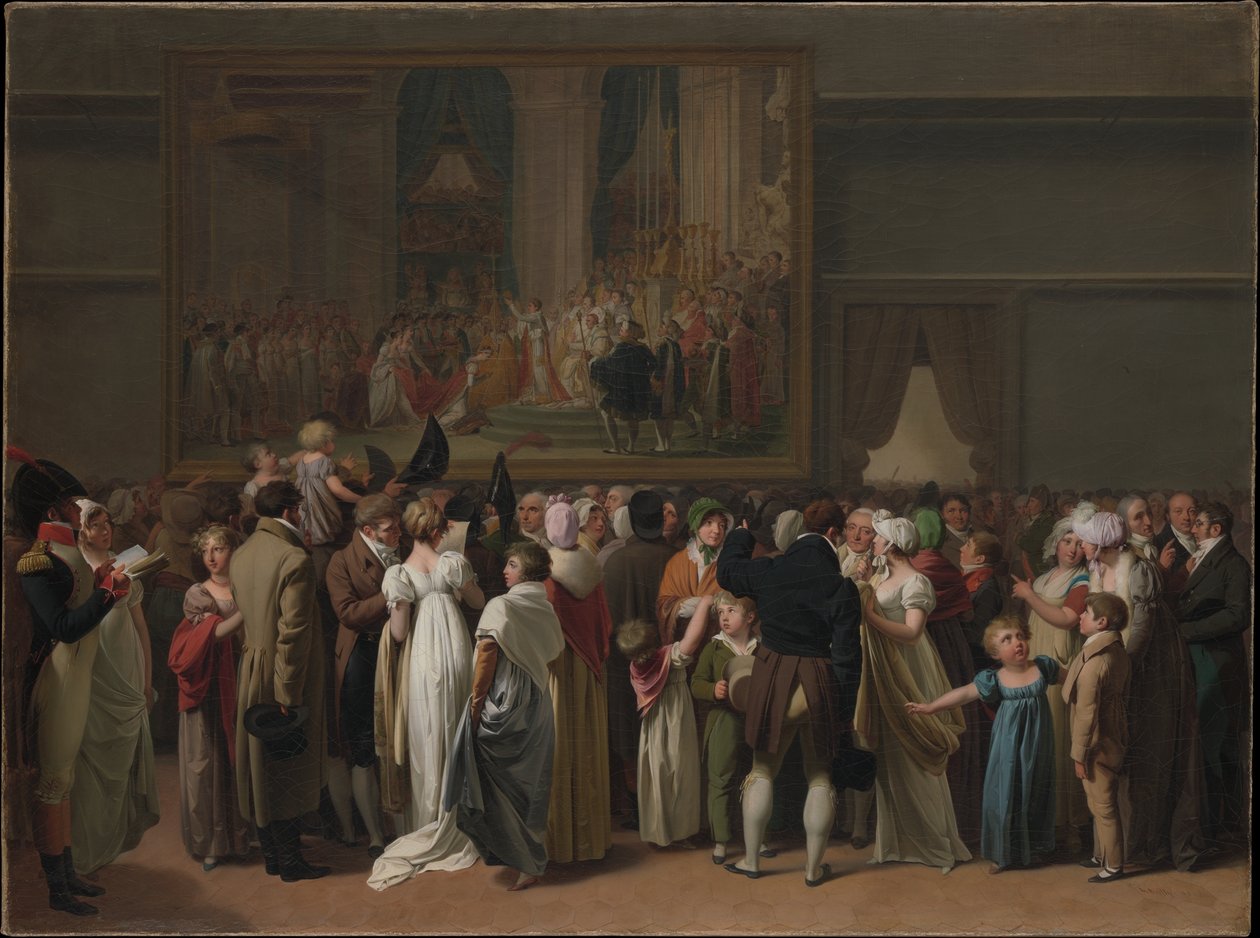 Den offentliga visningen av Davids "Kröningen" på Louvren av Louis Leopold Boilly