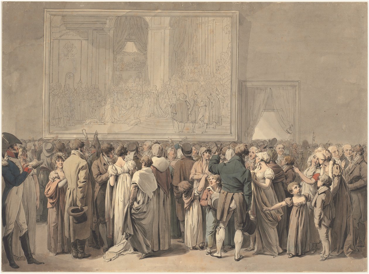 Allmänheten i Louvrens salong, tittar på målningen av "Sacre" av Louis Leopold Boilly