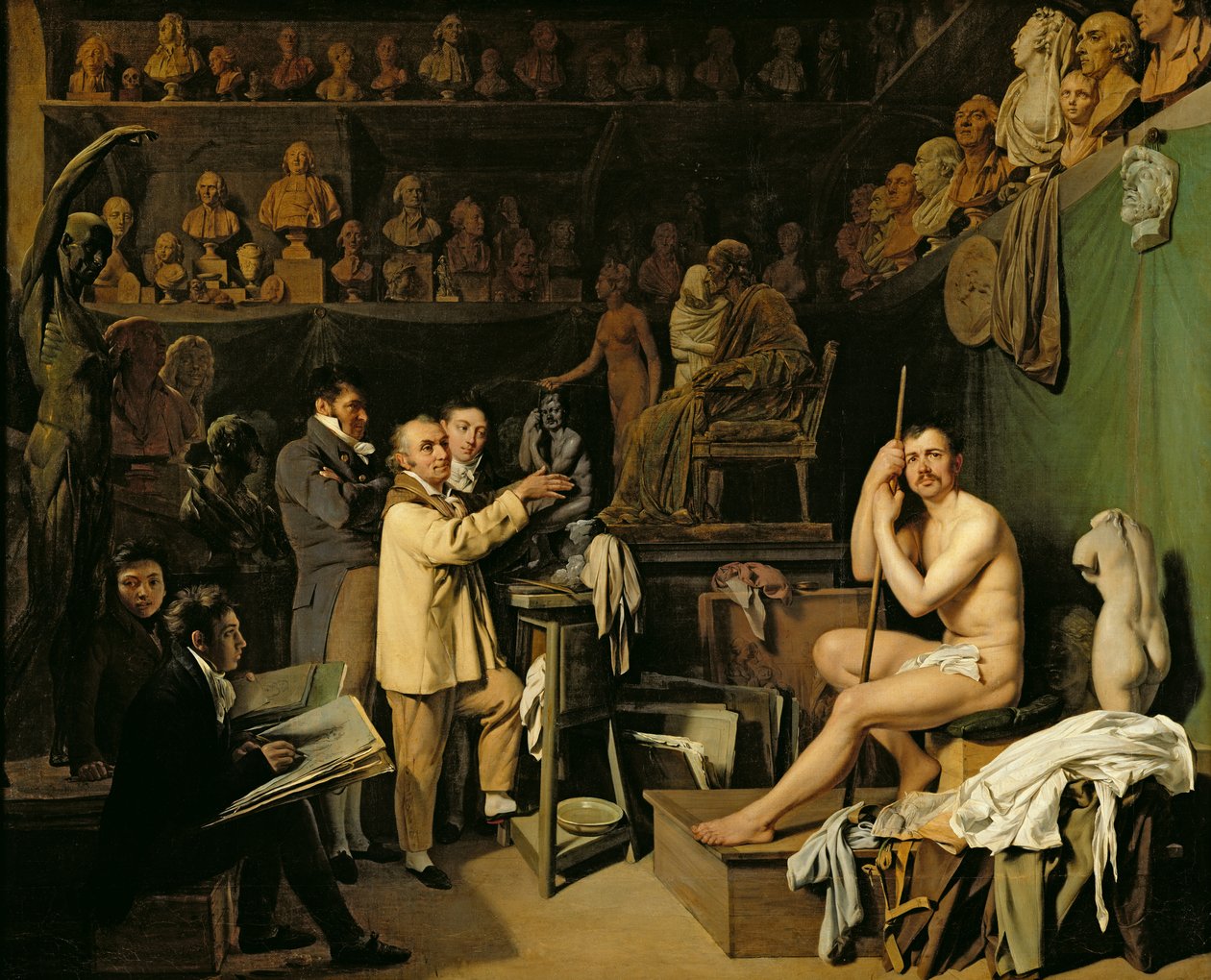 The Studio of Jean Antoine Houdon (1741-1828) av Louis Leopold Boilly