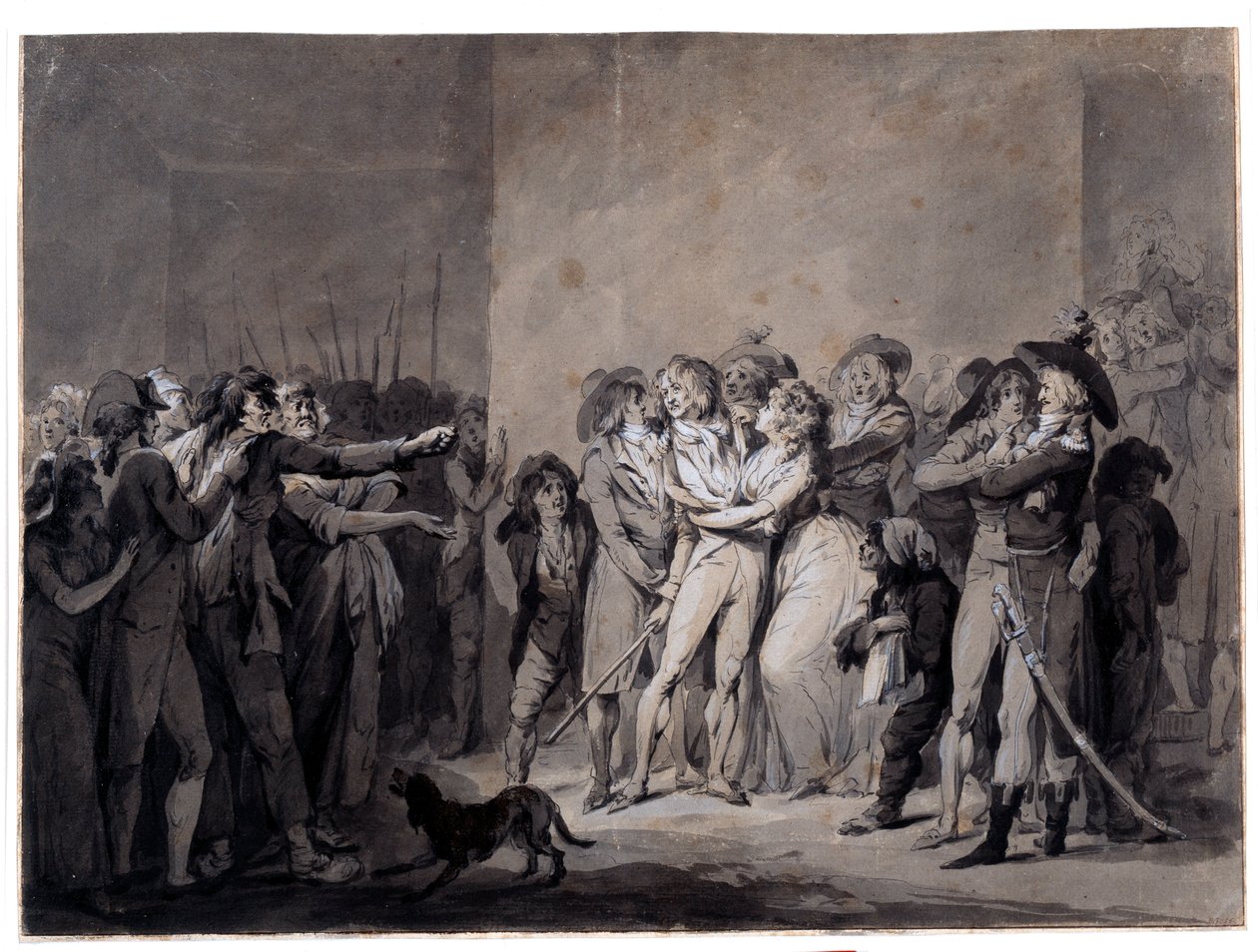 Gripandet av Charlotte Corday (1768-1793) efter mordet på Marat Teckning av Louis Leopold Boilly (1761-1845) 1800-talets Paris, Musee Carnavalet av Louis Leopold Boilly