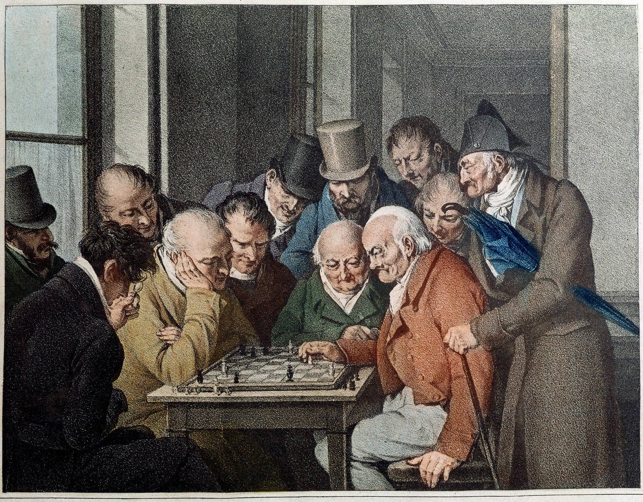 Schackspelet Litografi av Louis Leopold Boilly (1761-1845) av Louis Leopold Boilly