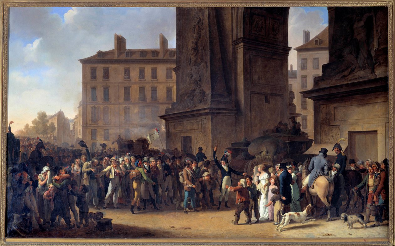 De värnpliktiga från 1807 passerade framför Porte Saint Denis i Paris Målning av Louis Leopold Boilly (1761-1845) av Louis Leopold Boilly