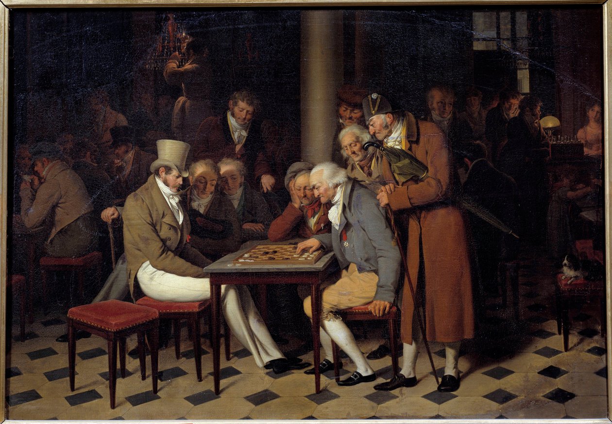 På insidan av ett kafé står det damfest på Cafe Lamblin på Palais Royal i Paris Målning av Louis Leopold Boilly (1761-1845) 1800-talssön. 0,38x0,55 m Chantilly, Musee Conde av Louis Leopold Boilly