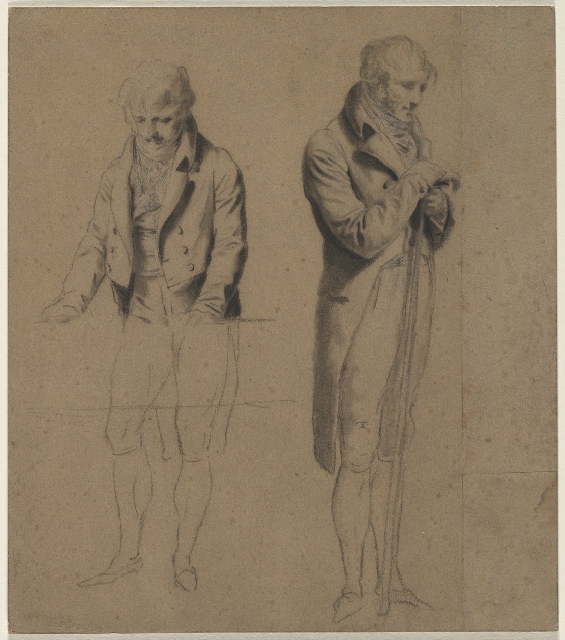 Två stående siffror (studie för ett spel av biljard) av Louis Leopold Boilly